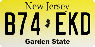 NJ license plate B74EKD