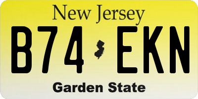 NJ license plate B74EKN