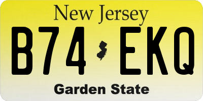 NJ license plate B74EKQ