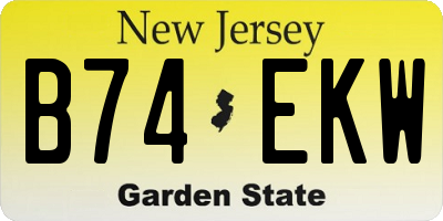 NJ license plate B74EKW