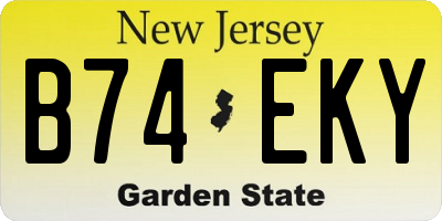 NJ license plate B74EKY