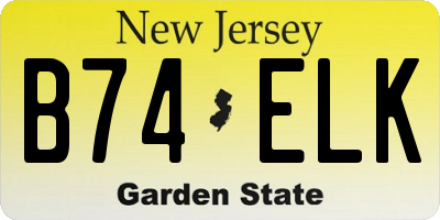 NJ license plate B74ELK