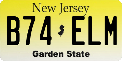 NJ license plate B74ELM