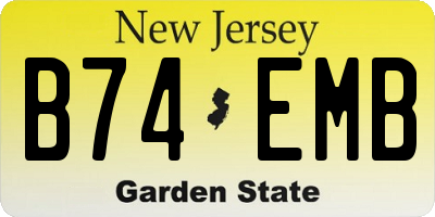 NJ license plate B74EMB