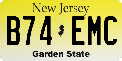 NJ license plate B74EMC