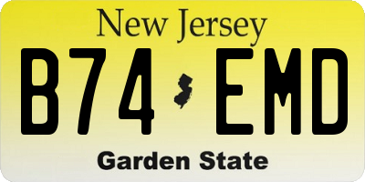 NJ license plate B74EMD
