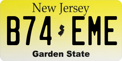 NJ license plate B74EME