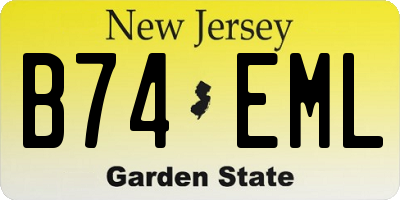 NJ license plate B74EML