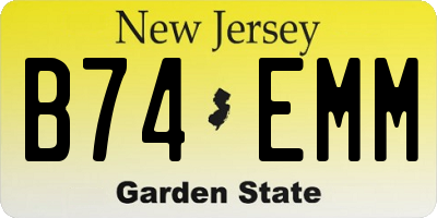 NJ license plate B74EMM