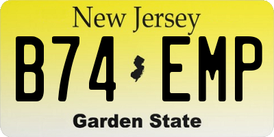 NJ license plate B74EMP