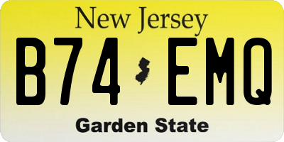 NJ license plate B74EMQ