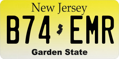 NJ license plate B74EMR