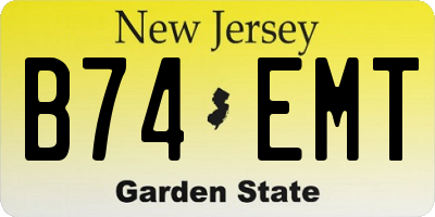 NJ license plate B74EMT