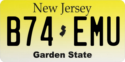 NJ license plate B74EMU
