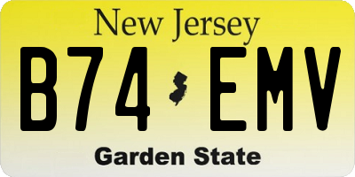 NJ license plate B74EMV