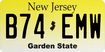 NJ license plate B74EMW