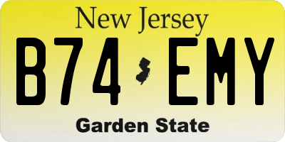 NJ license plate B74EMY