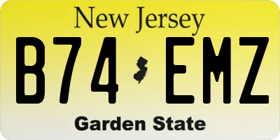 NJ license plate B74EMZ