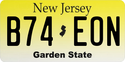 NJ license plate B74EON