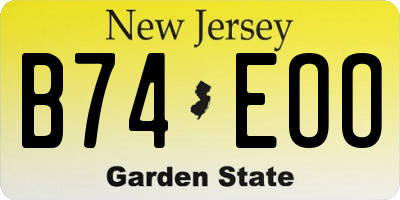 NJ license plate B74EOO
