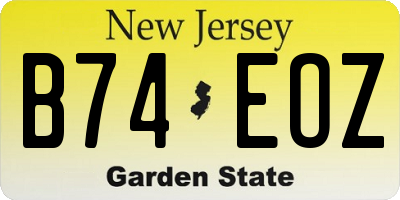 NJ license plate B74EOZ