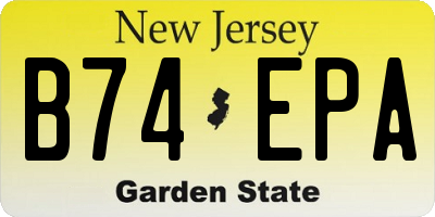 NJ license plate B74EPA