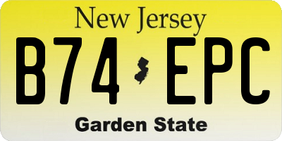 NJ license plate B74EPC