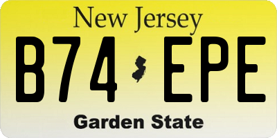 NJ license plate B74EPE