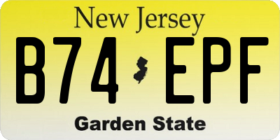 NJ license plate B74EPF