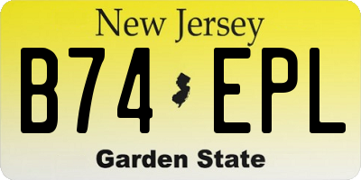 NJ license plate B74EPL