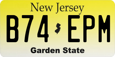 NJ license plate B74EPM
