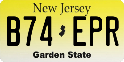 NJ license plate B74EPR