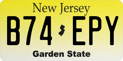 NJ license plate B74EPY