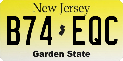NJ license plate B74EQC