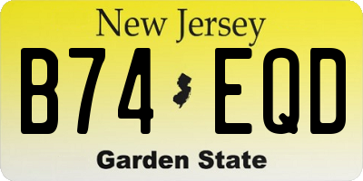 NJ license plate B74EQD