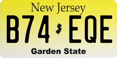 NJ license plate B74EQE
