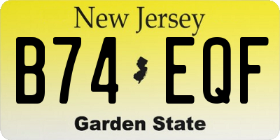 NJ license plate B74EQF