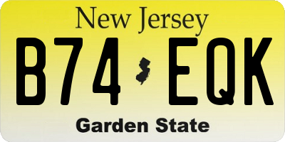 NJ license plate B74EQK