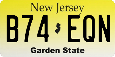 NJ license plate B74EQN