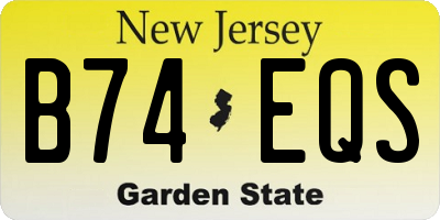 NJ license plate B74EQS