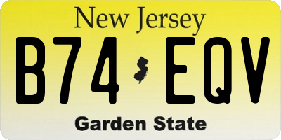 NJ license plate B74EQV