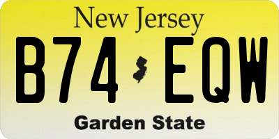 NJ license plate B74EQW