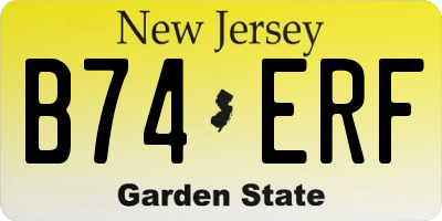 NJ license plate B74ERF