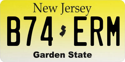 NJ license plate B74ERM