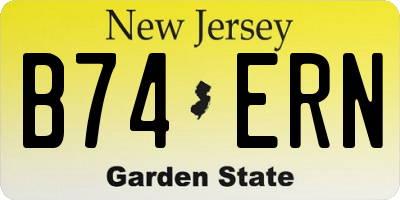 NJ license plate B74ERN