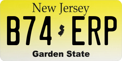 NJ license plate B74ERP