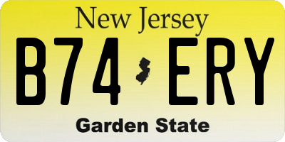 NJ license plate B74ERY