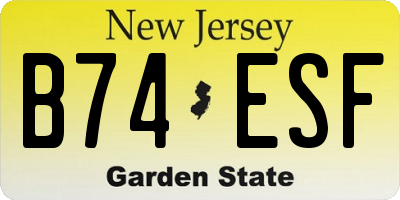 NJ license plate B74ESF