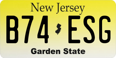 NJ license plate B74ESG