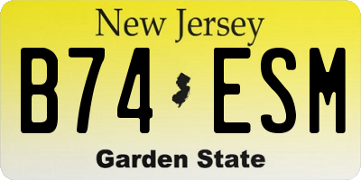 NJ license plate B74ESM